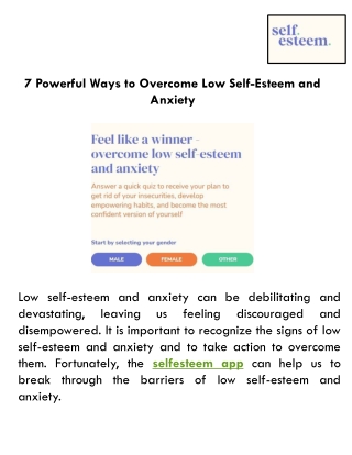 7 Powerful Ways to Overcome Low Self-Esteem and Anxiety