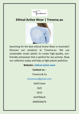 Ethical Active Wear | Trevena.au