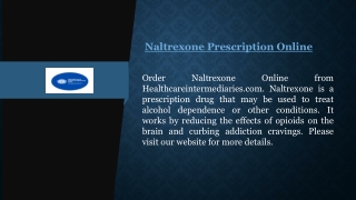 Naltrexone Prescription Online | Healthcareintermediaries.com