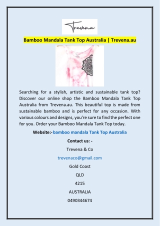 Bamboo Mandala Tank Top Australia | Trevena.au