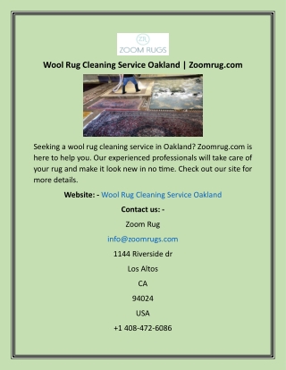 Wool Rug Cleaning Service Oakland  Zoomrug