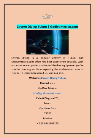 Cavern Diving Tulum | Godivemexico.com