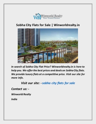 Sobha City Flats For Sale Winworldrealty in