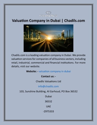 Valuation Company in Dubai  Chadils