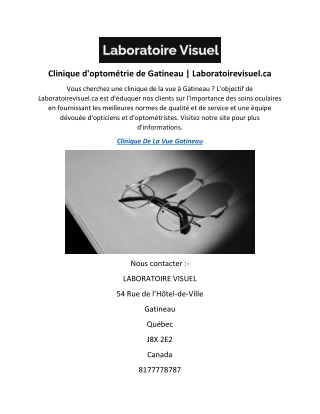 Clinique d'optométrie de Gatineau  Laboratoirevisuel.ca