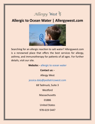 Allergic to Ocean Water  Allergywest