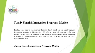 Family Spanish Immersion Programs Mexico  Learnspanishinmexicocity.com