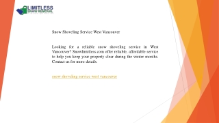 Snow Shoveling Service West Vancouver   Snowlimitless.com