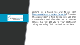 Thessaloniki Airport To Ikos Oceania  Transfer-thessaloniki.com