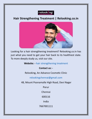 Hair Strengthening Treatment  Relooking.co.in