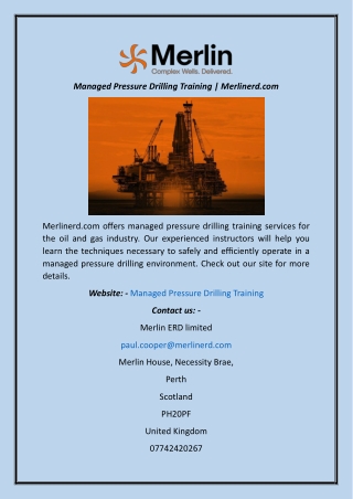 Managed Pressure Drilling Training  Merlinerd.com