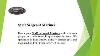 Staff Sergeant Marines | Plaquesandpatches.com