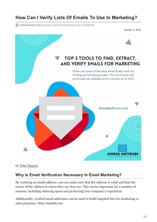 How Can I Verify Lists Of Emails To Use In Marketing