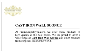 Cast Iron Wall Sconce  Fromeuropetoyou.com