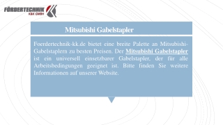 Mitsubishi Gabelstapler  Foerdertechnik-kk.de