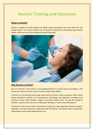 Dentist: Training and Education