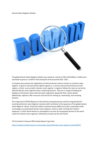 Domain Name Registrar Market Insights by Growth, Emerging Trends