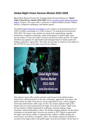 Global Night Vision Devices Market 2022-2028