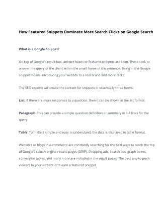 How Featured Snippets Dominate More Search Clicks on Google Search