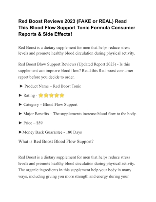 Red Boost Reviews 2023 (FAKE or REAL) Read This Blood Flow Support Tonic Formula Consumer Reports & Side Effects!