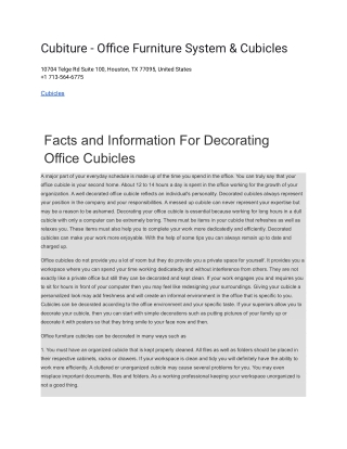 Cubiture - Office Furniture System & Cubicles