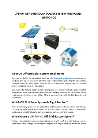 LIFEPO4 OFF GRID SOLAR POWER SYSTEM FOR HOMES