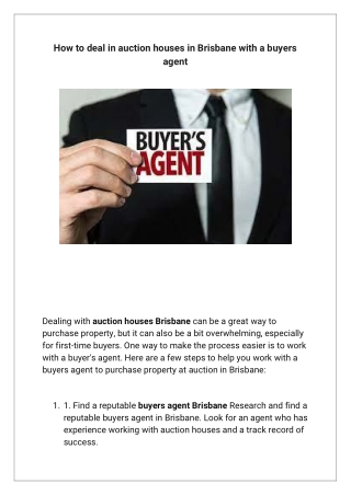 How to deal in auction houses in Brisbane with a buyers agent