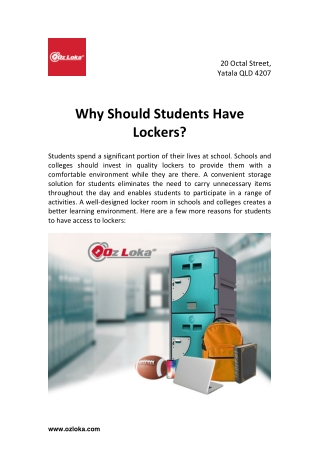 Why Should Students Have Lockers