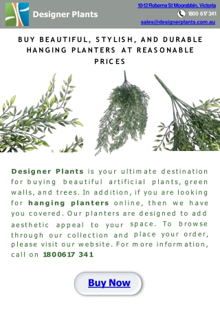 Buy beautiful, stylish, and durable hanging planters at reasonable prices