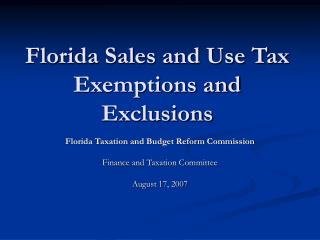 Florida Sales and Use Tax Exemptions and Exclusions
