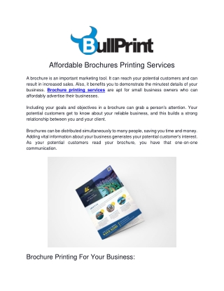 Affordable Brochures Printing Services - BullPrint