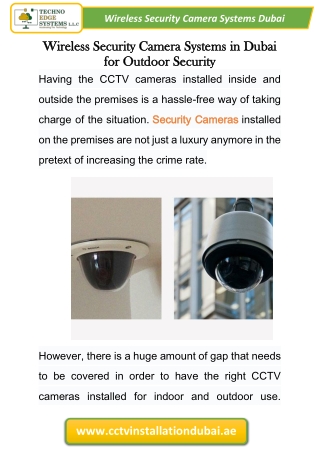 Wireless Security Camera Systems in Dubai for Outdoor Security