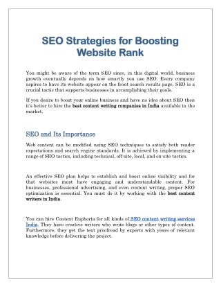 SEO Strategies for Boosting Website Rank