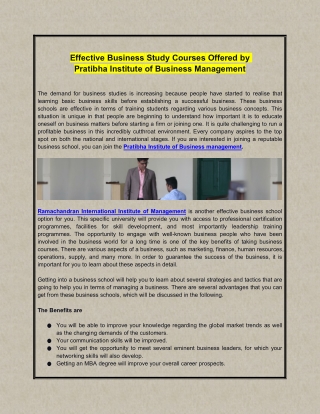 Effective Business Study Courses Offered by Pratibha Institute of Business Management