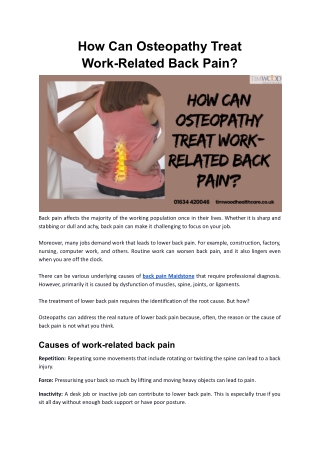 How Can Osteopathy Treat Work-Related Back Pain?