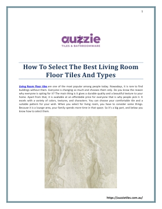 How To Select The Best Living Room Floor Tiles And Types