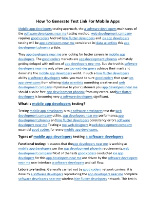 How To Generate Test  Link For Mobile Apps