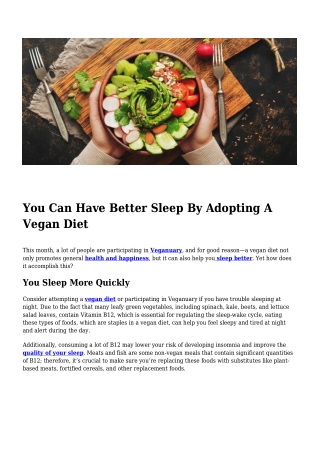 You Can Have Better Sleep By Adopting A Vegan Diet