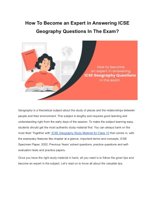 How To Become an Expert in Answering ICSE Geography Questions In The Exam