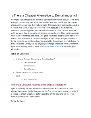Is There a Cheaper Alternative to Dental Implants