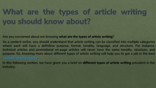 What are the types of article writing you