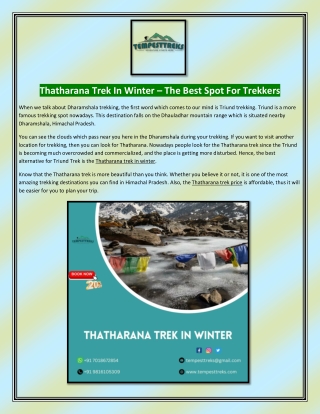 Thatharana Trek In Winter – The Best Spot For Trekkers