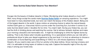 Does Sunrise Dubai Safari Deserve Your Attention?