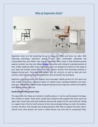 Why an Ergonomic Chair