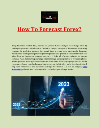 How To Forecast Forex