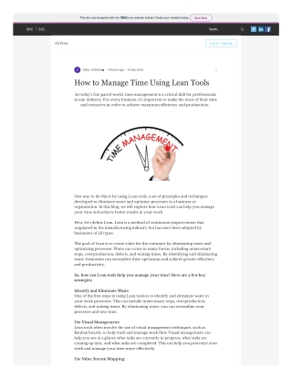 How to Manage Time Using Lean Tools - Faber Infinite