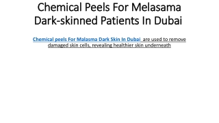 Chemical Peel In Dubai