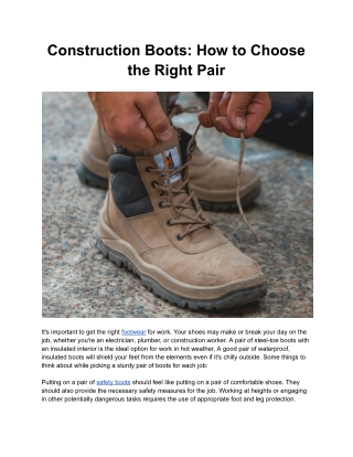 Construction Boots - How to Choose the Right Pair