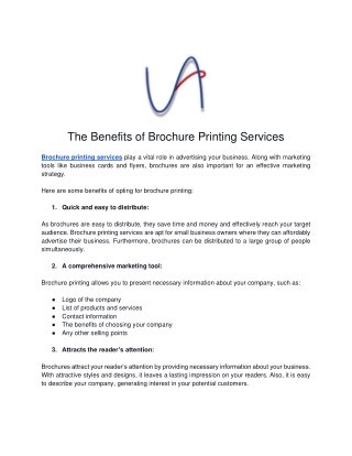 The Benefits of Brochure Printing Services