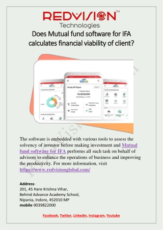 Does Mutual fund software for IFA calculates financial viability of client